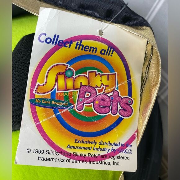 Vtg 90s Nanco Slinky Pets Neon Green Alien Big Head Large 17” - 27” Long Plush - Picture 5 of 16